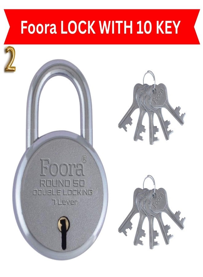Foora Small Same Key Lock Set | 2 Heavy Duty Padlocks with 10 Keys | Double Locking 8 Lever Mechanism | Strong Metal Body | Multiple Lock and Key for Home, Door Lock, Gate Lock, and Shutter - Image 4